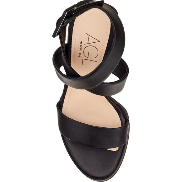 🆕 AGL Attilio Giusti Leombruni Janis Platform Sandal Shoes Leather Black 8.5 - Picture 3 of 12